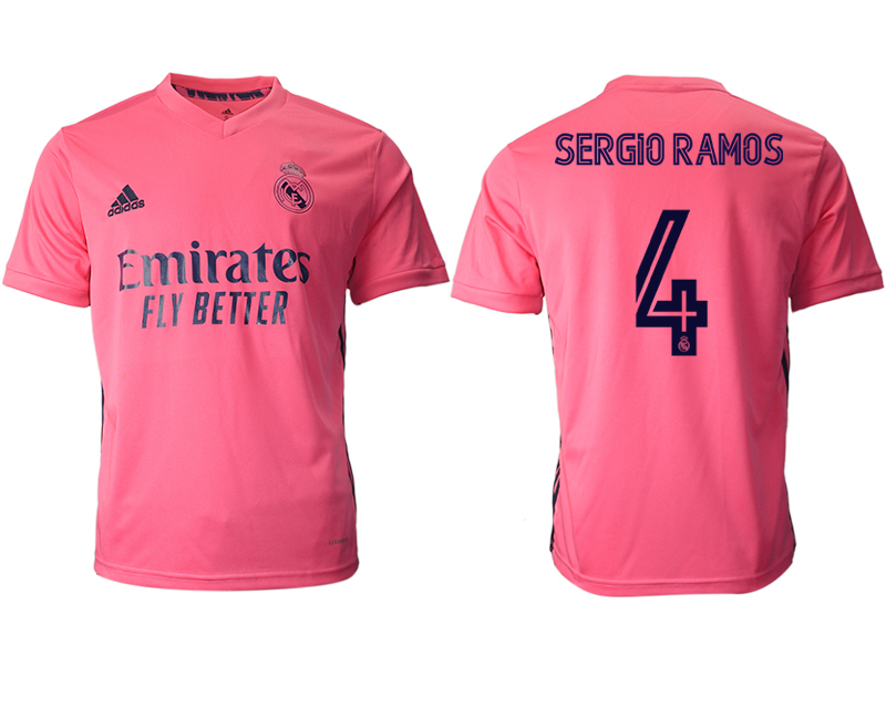 Men 2020-2021 club Real Madrid away aaa version #4 pink Soccer Jerseys